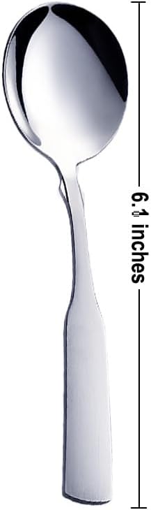 Stainless Steel 6.1" Heavy Duty Round Spoon, Dinner Spoon and Table Spoon Set, 6 Piece