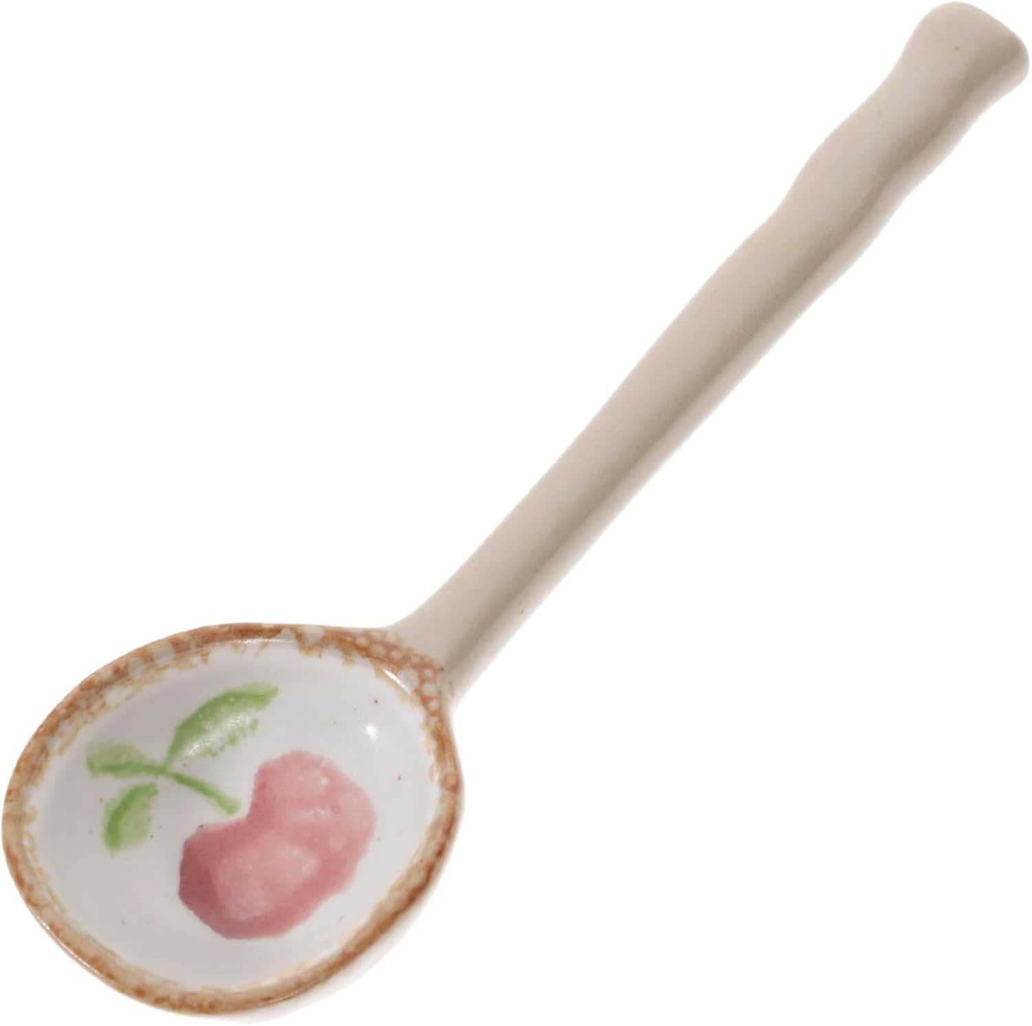 Decorative ceramic soup spoon with hot handle multifunctional ramen dessert spoon creative Japanese tableware, unique design, suitable for soup