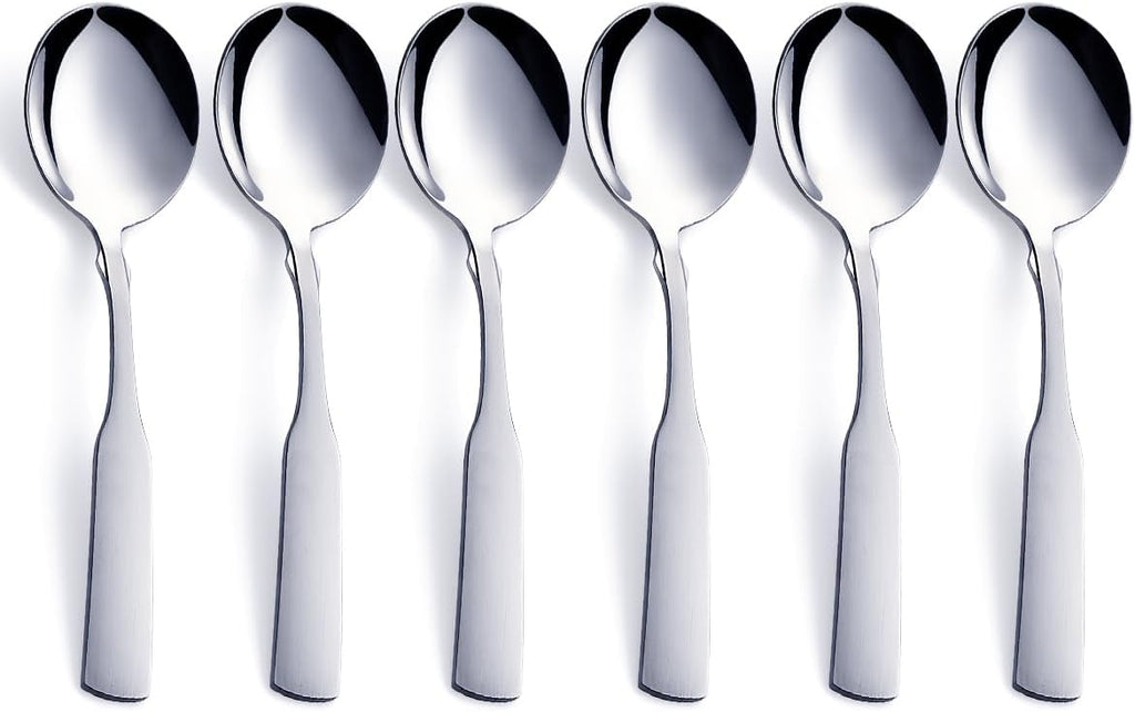 Stainless Steel 6.1" Heavy Duty Round Spoon, Dinner Spoon and Table Spoon Set, 6 Piece