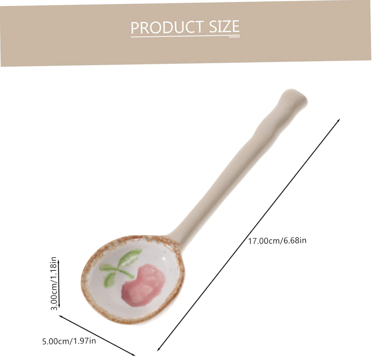 Decorative ceramic soup spoon with hot handle multifunctional ramen dessert spoon creative Japanese tableware, unique design, suitable for soup