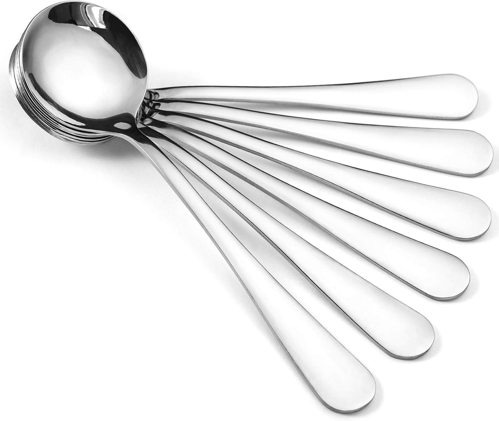 12-piece soup spoon set, round stainless steel soup spoon