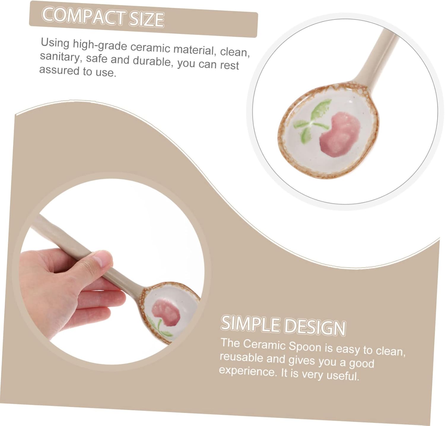 Decorative ceramic soup spoon with hot handle multifunctional ramen dessert spoon creative Japanese tableware, unique design, suitable for soup