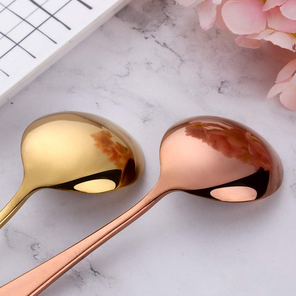 8-Piece Soup Spoon, Stainless Steel Soup Spoon, 6.2 Inch Round Soup Spoon, Mixed Colors