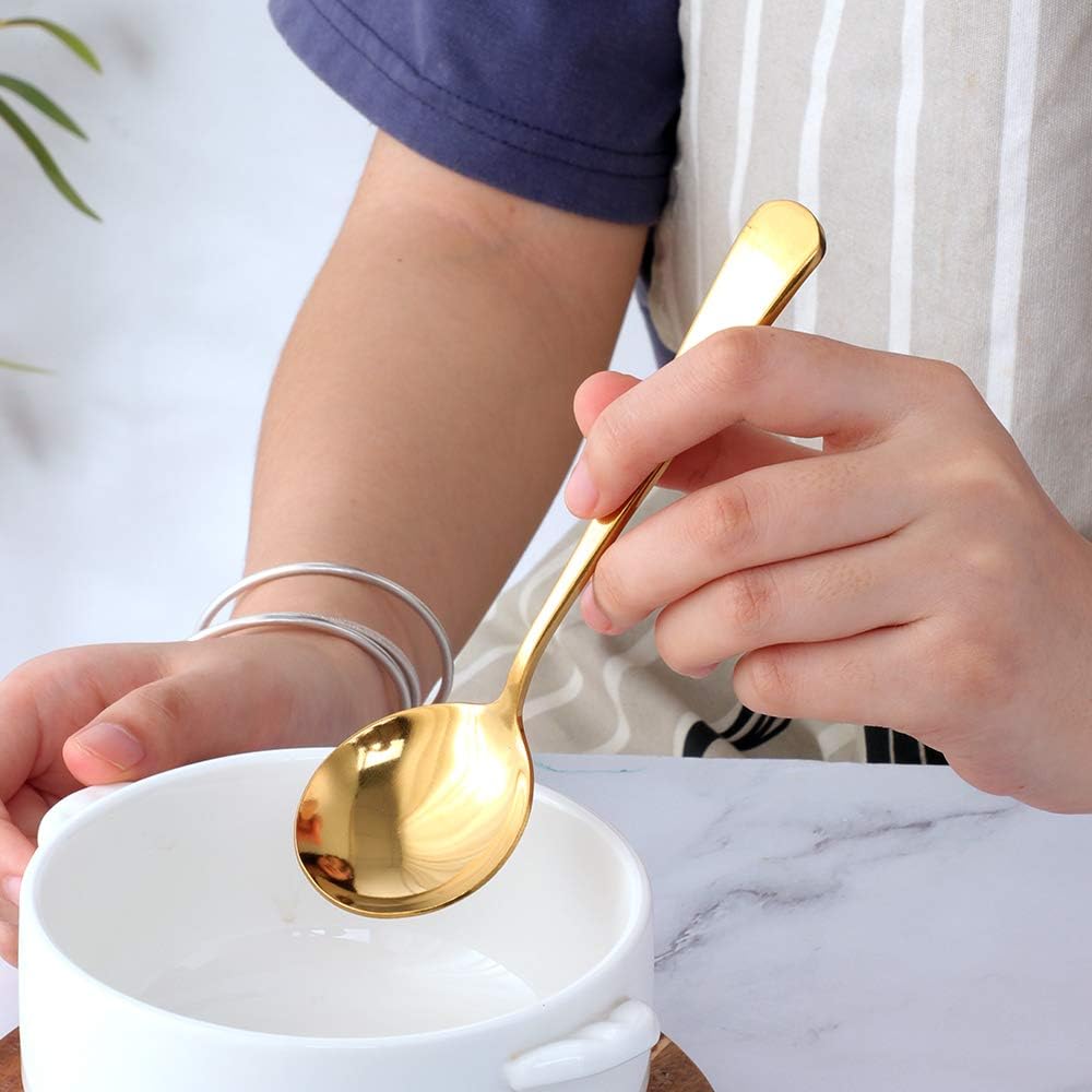 8-Piece Soup Spoon, Stainless Steel Soup Spoon, 6.2 Inch Round Soup Spoon, Mixed Colors