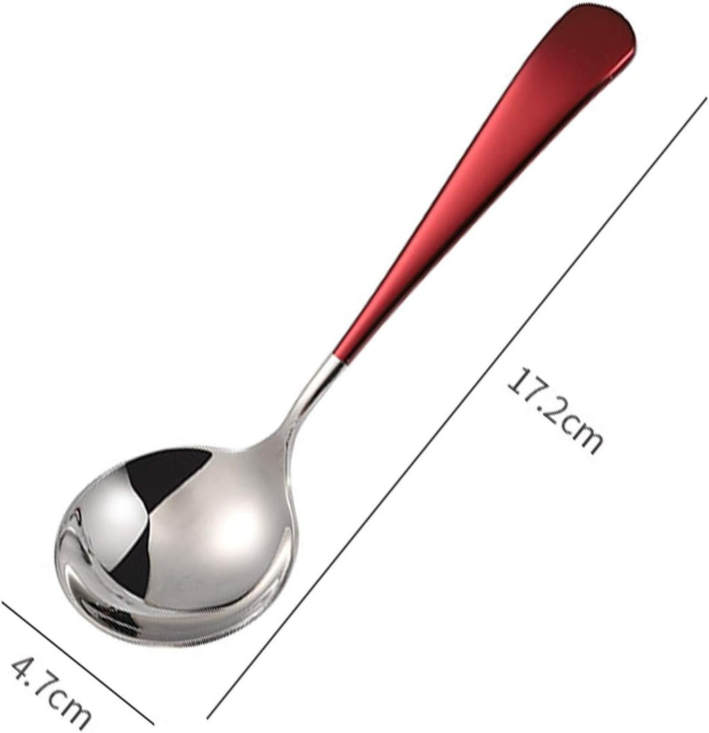 Stainless Steel Spoon, 18/10 Round Head Spoon, Modern Thick Short Handle 304 Stainless Steel Korean Spoon, Dinner Metal Spoon for Soup, Cereal, Dessert, Milk, Tea, Coffee, 6.3 Inch, Set of 5