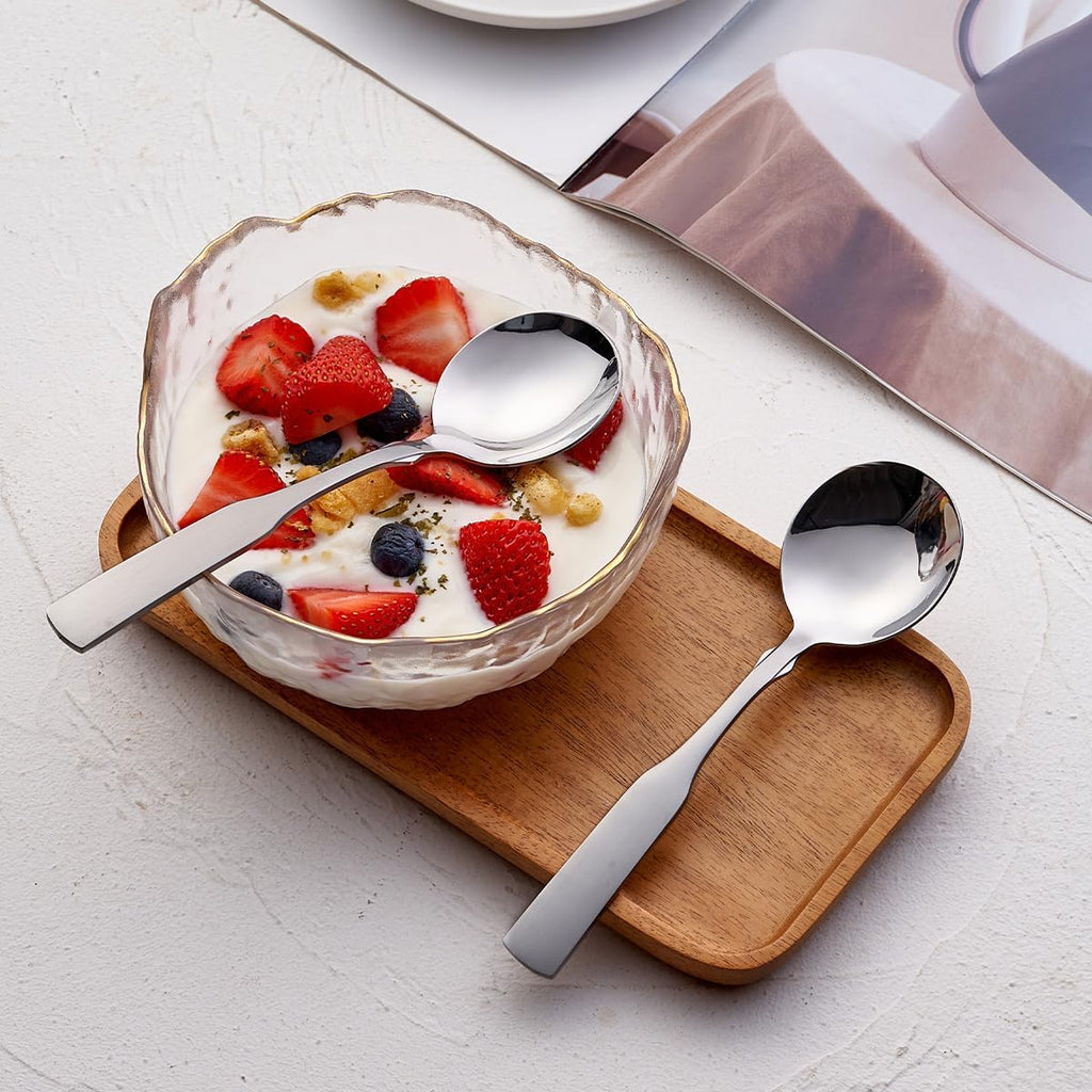 Stainless Steel 6.1" Heavy Duty Round Spoon, Dinner Spoon and Table Spoon Set, 6 Piece