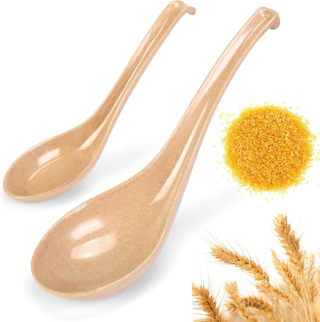 2-Piece Eco-Friendly Rice Husk Ramen and Spoon Set - 100% Biodegradable Cooking and Serving Kitchen Utensils, Dishwasher Safe (Natural Brown)